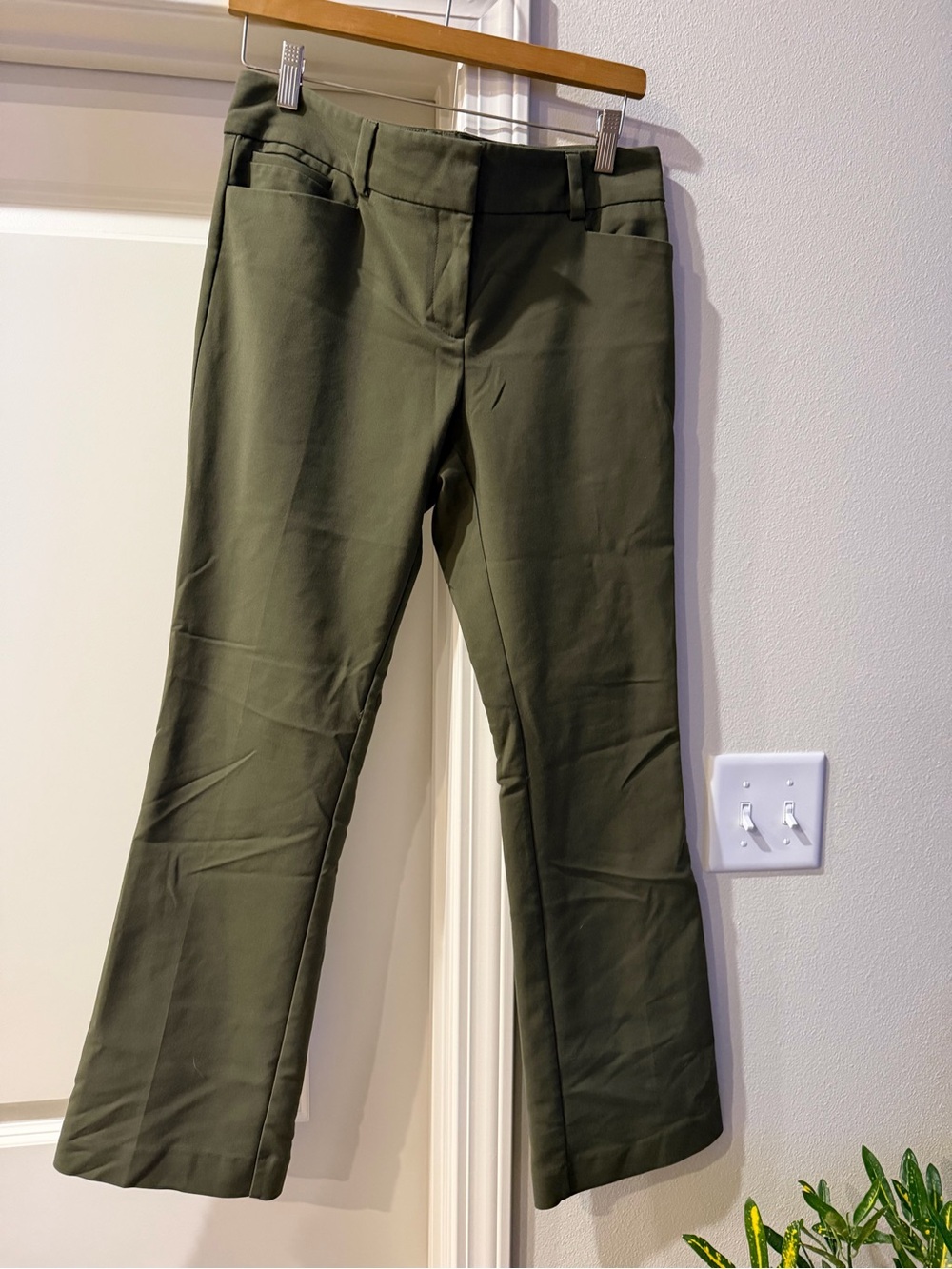 New York & Company Olive Green Boot-Cut Pants